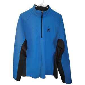 Mens Spyder Med Core Sweater Full Zip Coat Fleece Lined Blue‎ Black Size L